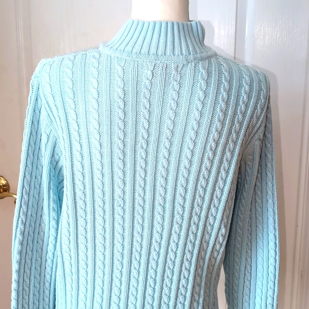 Croft & Barrow Cable Knit 1/4 Zip Mock Neck Pullover Sweater. Size Large - Picture 8 of 11